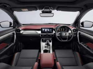 Proton Car red interior with infotainment touch screen - Proton X50 And X70 Features